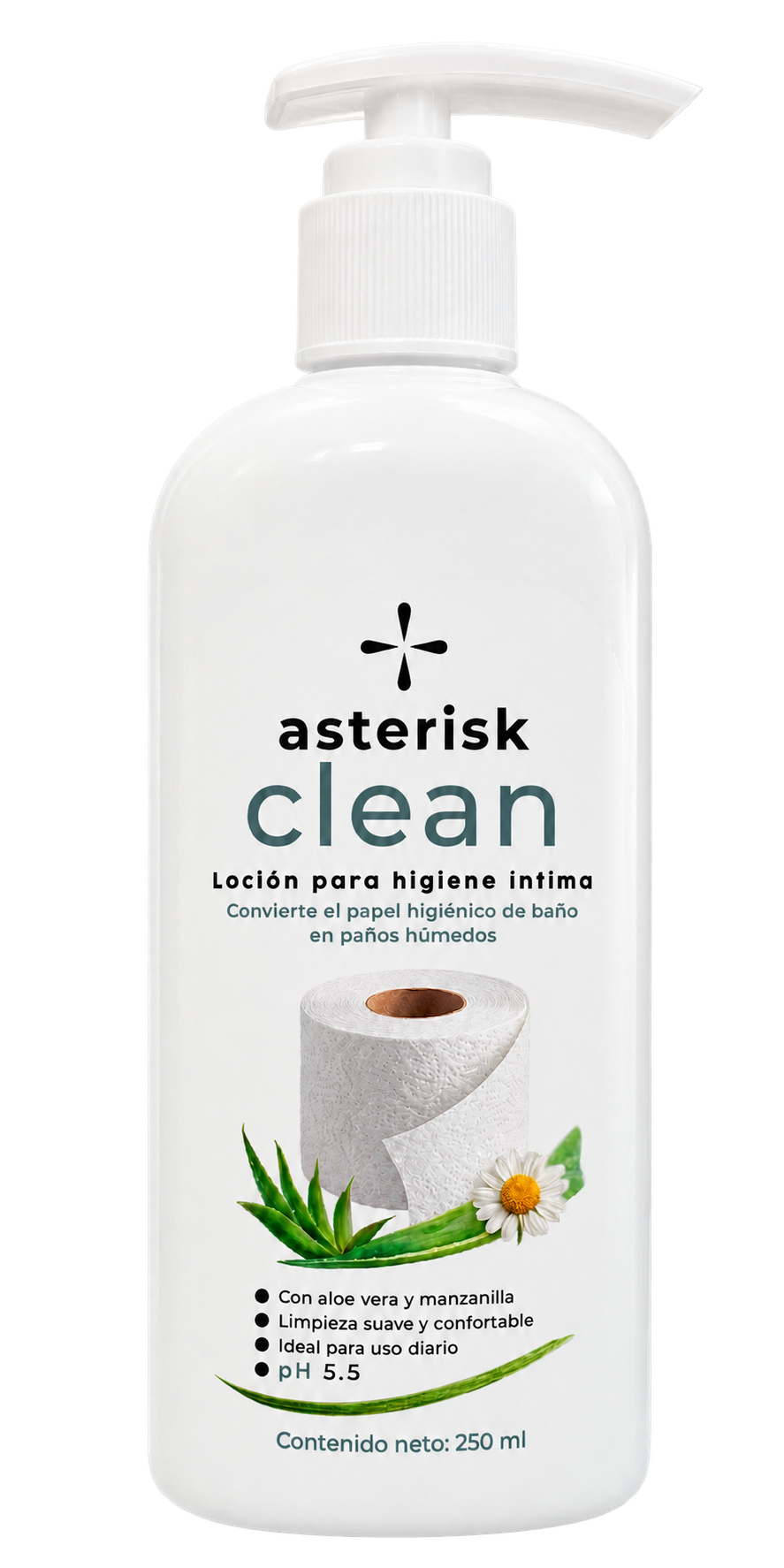 Envase de ASTERISK CLEAN de 250 mL con dispensador, vista frontal